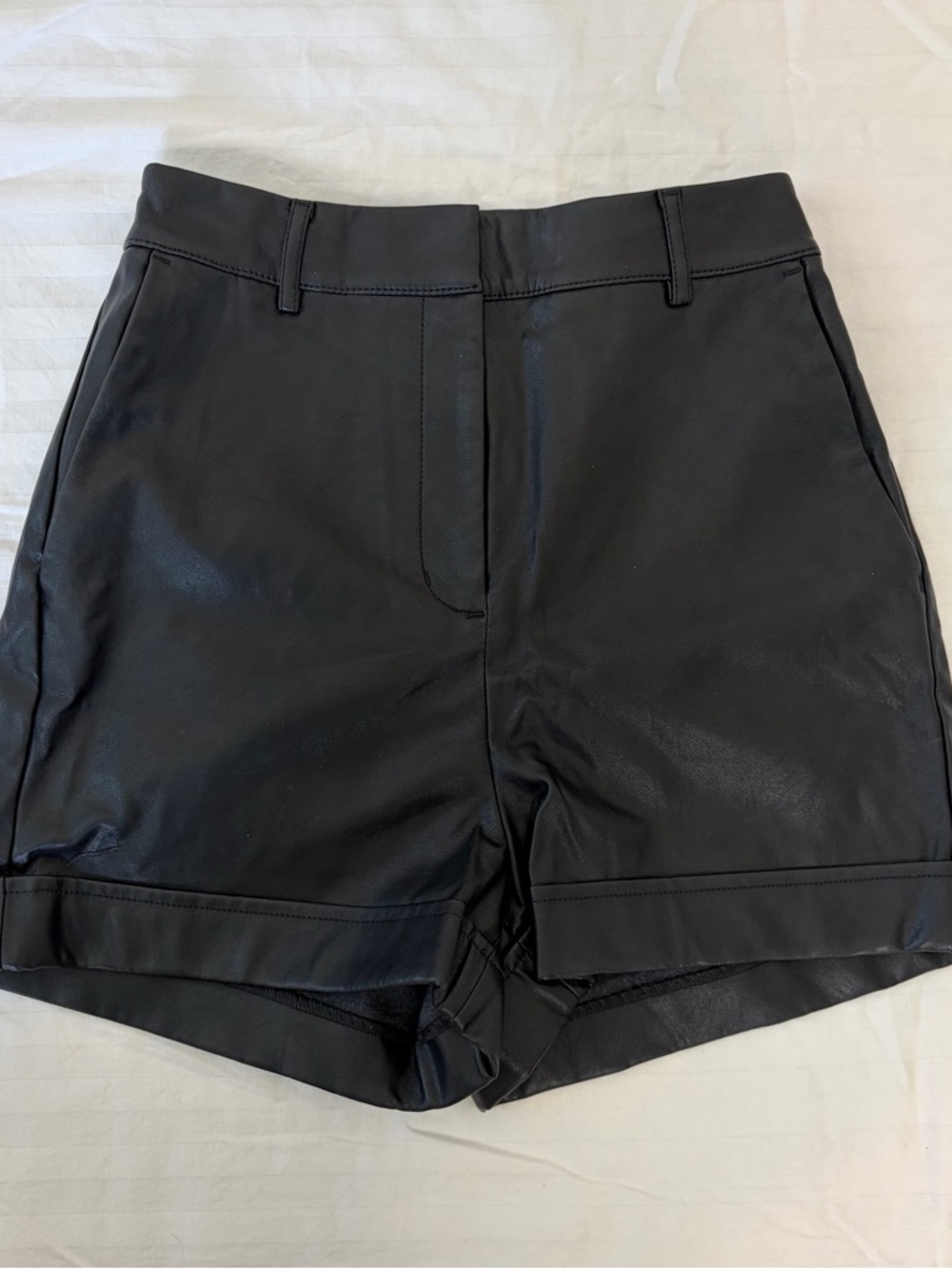 Express Black High-Waist Faux Leather Shorts